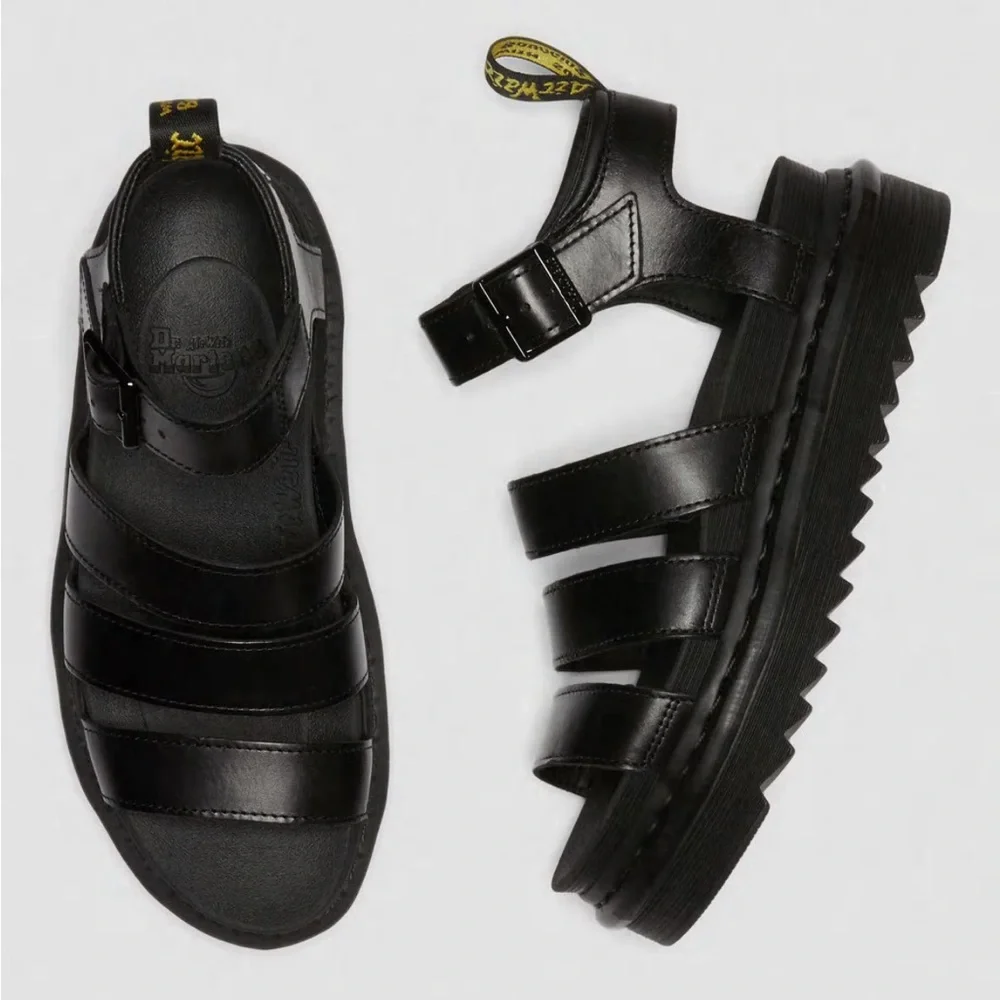 Dr. Martens BLAIRE Black Leather Platform Gladiator Sandals - Picture 4 of 9